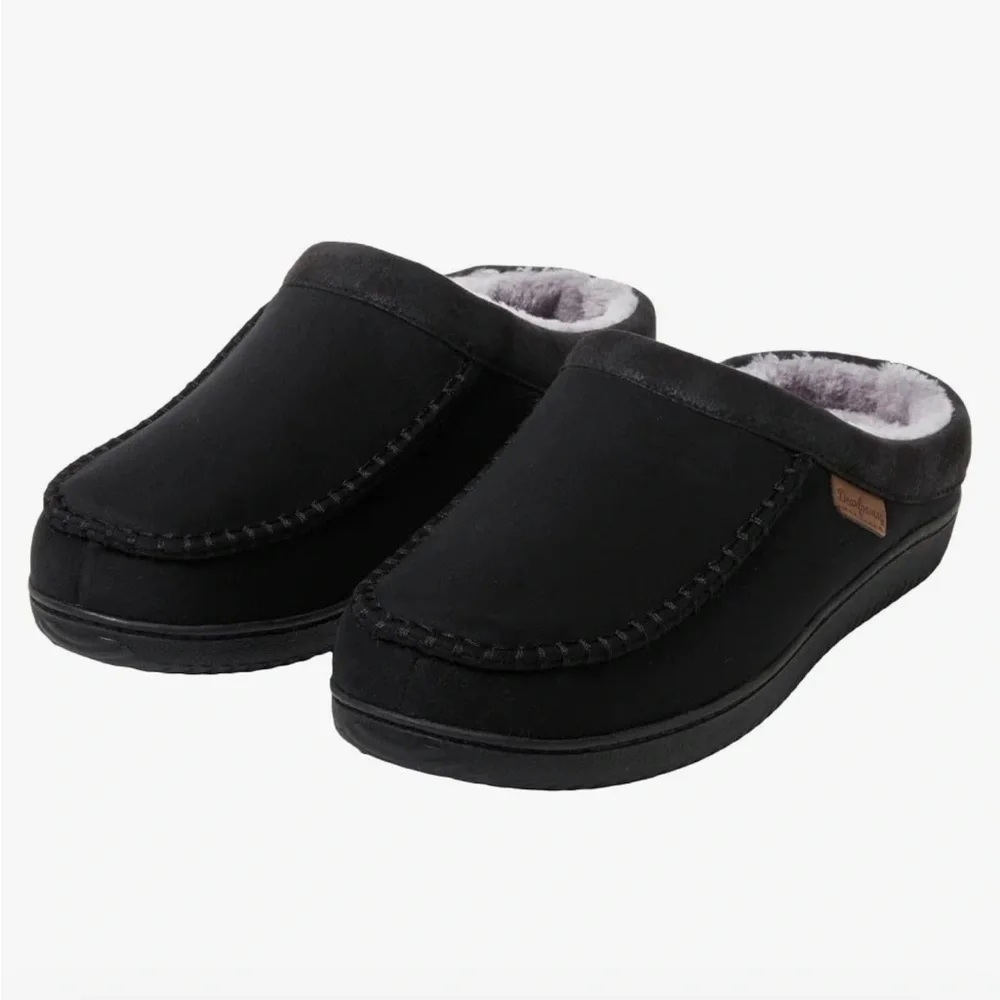Men's Black Slip-On Slippers - Picture 1 of 12